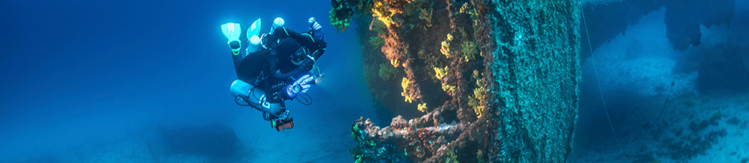 Tech Scuba Diver at a Wreck